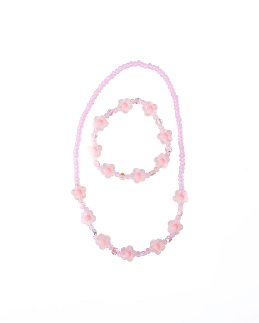 Great Pretenders Pink Crystal Blooms Necklace & Bracelet Set