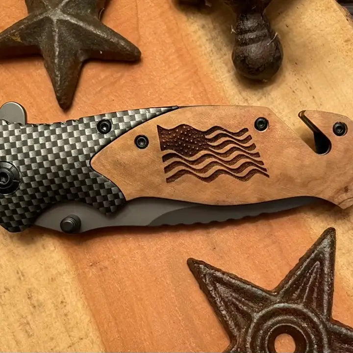 American Wavy Flag Knife