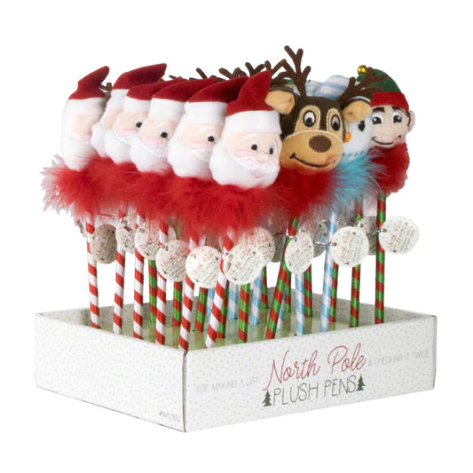 DM Merchandising North Pole Assorted Christmas Plush Pens Plastic 1 pc