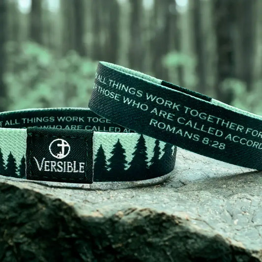 Versible Forest Edge / Romans 8:28 Wristband