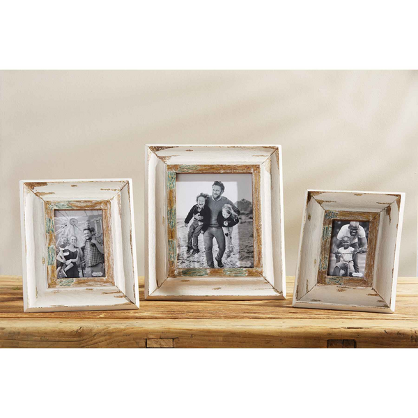 MUD PIE SMALL CREAM WEATHERED PICTURE FRAME