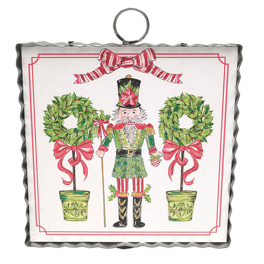 The Round Top Mini Art Traditional Tidings Nutcracker & Topiaries