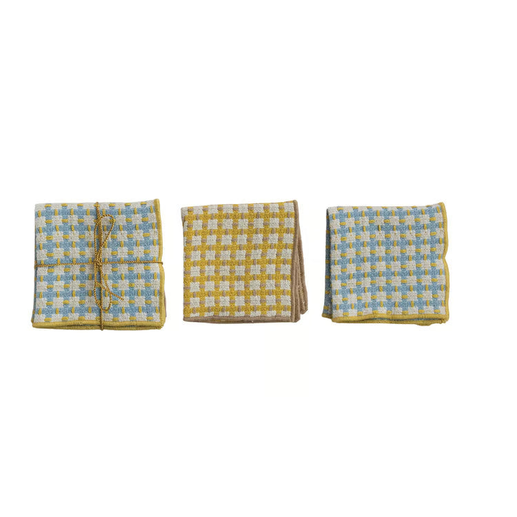 HAZEL MAZEL S/2 Woven Cotton Dish Cloth w Plaid