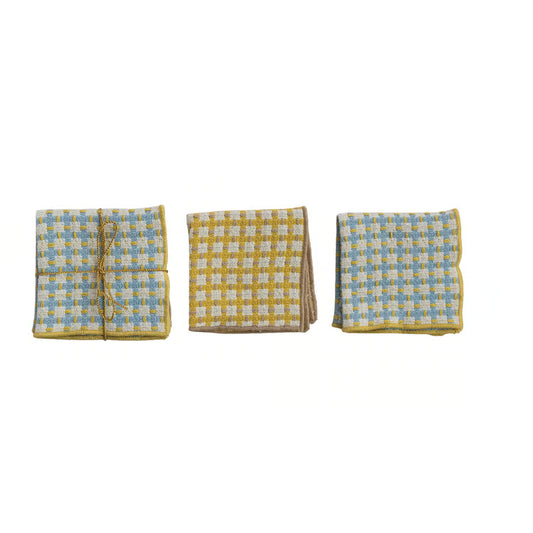 HAZEL MAZEL S/2 Woven Cotton Dish Cloth w Plaid