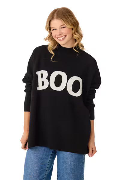 MUD PIE HALLOWEEN JACQUARD ONE SIZE SWEATER-BLACK