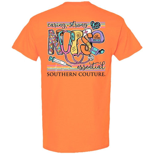 SOUTHERN COUTURE CARING STRONG NURSE T-SHIRT TANGERINE