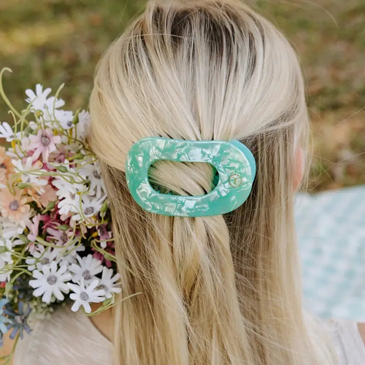 Teleties Flat Round Hair Clip | Medium | Spring Splash