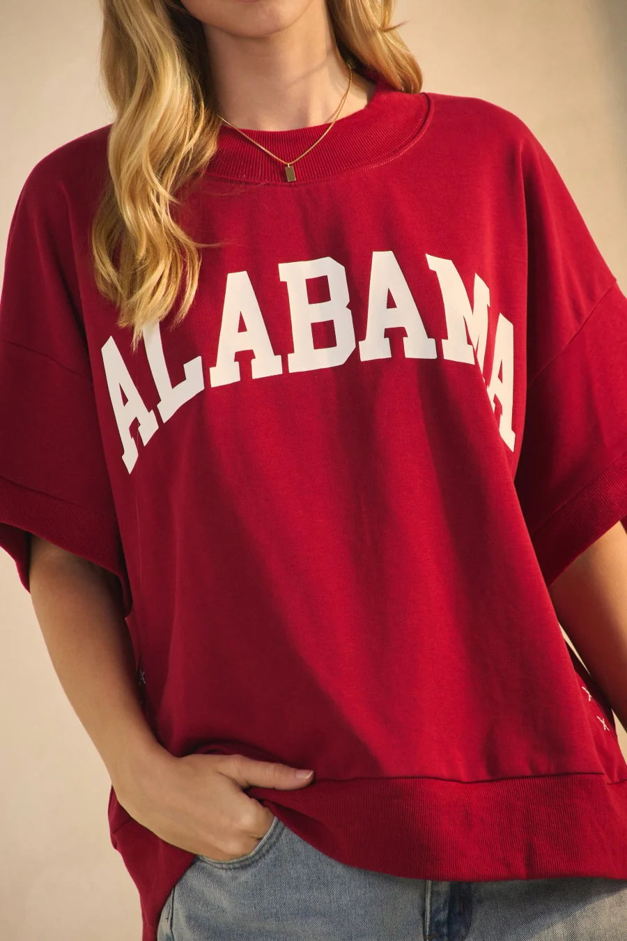 Oddi - Boxy Alabama Short-sleeve Sweatshirt