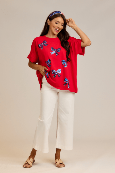 MUD PIE AMERICANA SPARKLE TOP-RED