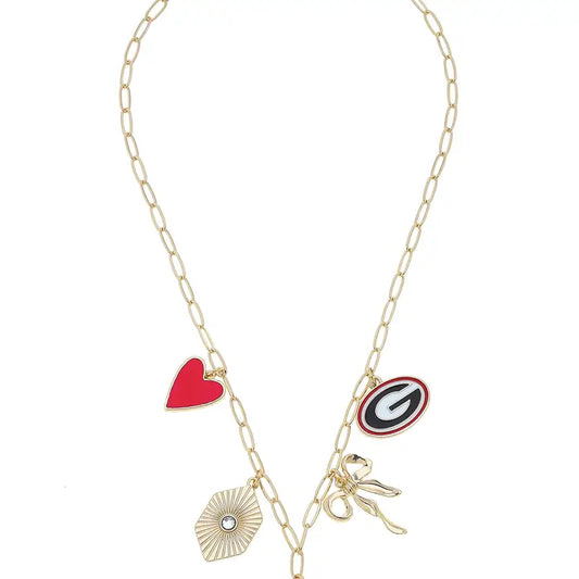 Canvas Style Georgia Bulldogs Paper Clip Charm Collector Necklace