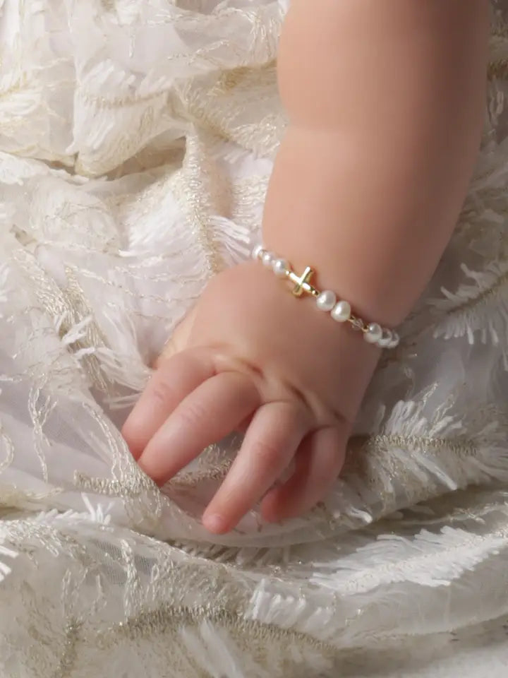 Cherished Moments 14K Gold-Plated Baby Cross Bracelet Baptism & Communion Gift