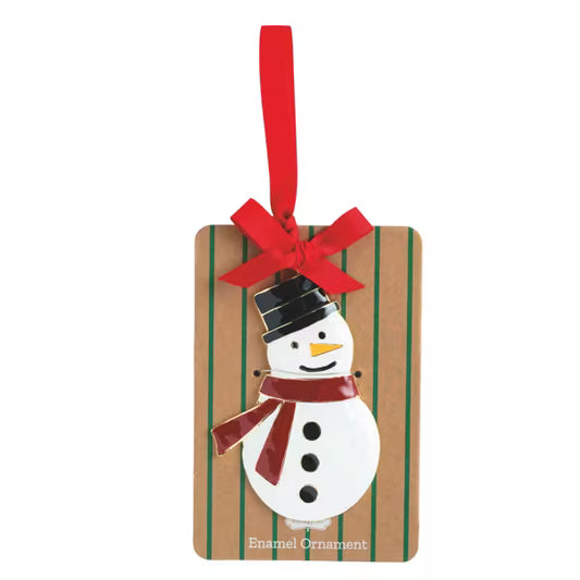 MUD PIE SNOWMAN ENAMEL ORNAMENT