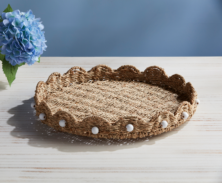 MUD PIE SCALLOPED WOVEN LAZY SUSAN