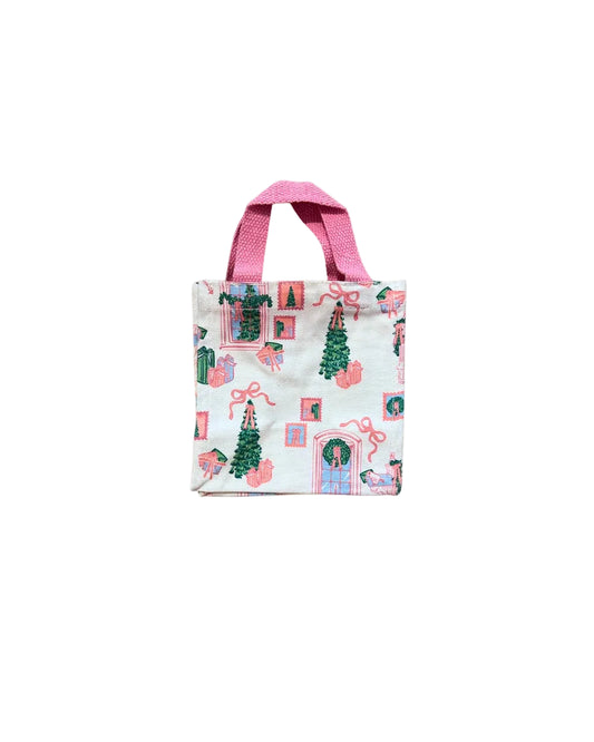 Mary Square Christmas Cottage Petite Carry Tote