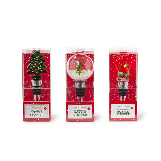 TWO'S COMPANY CHRISTMAS SPIRITS WINE BOTTLE STOPPER