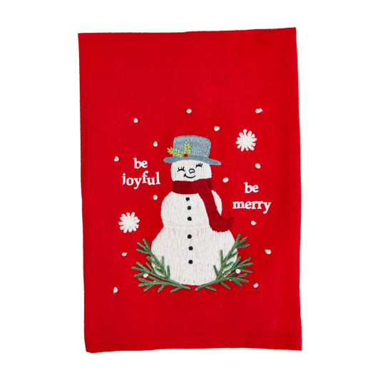 MUD PIE SNOWMAN CLASSIC CHRISTMAS EMBROIDERED TOWEL