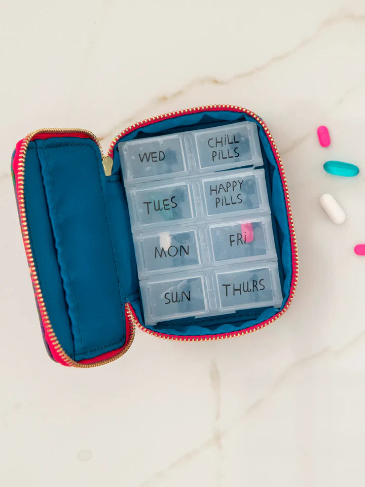 Natural Life Getaway Daily Pill Case - Pink Neon Green