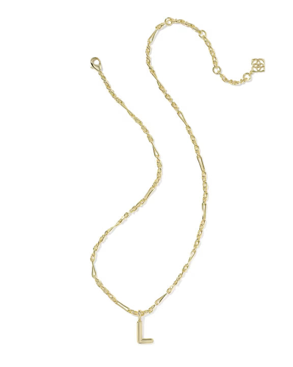 KENDRA SCOTT BUBBLE LETTER L SHORT PENDANT NECKLACE GOLD
