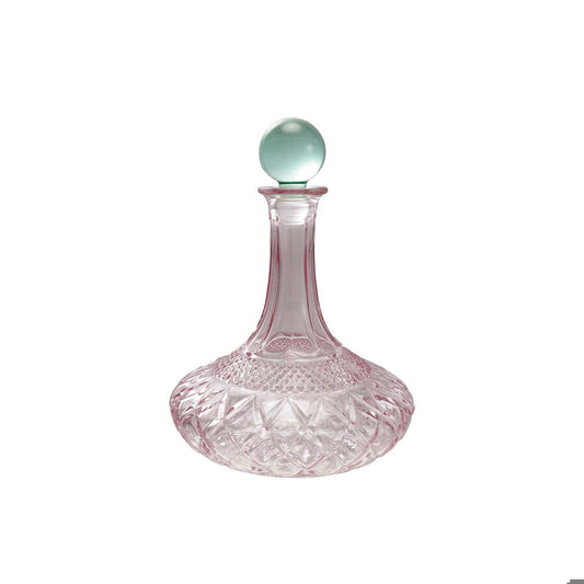 HAZEL MAZEL 1-1/2 Quart Cut Glass Decanter W Glass