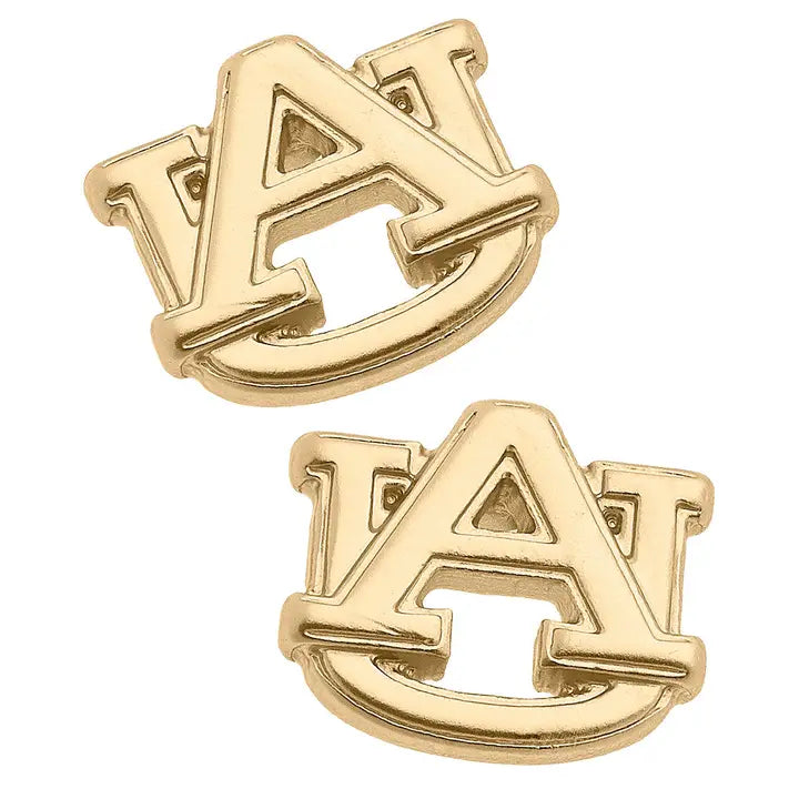 Canvas Style Auburn Tigers 24K Gold Plated Stud Earrings