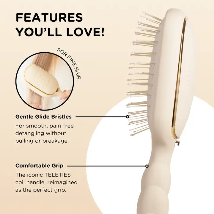 Teleties Detangler Hair Brush For Fine Hair - Tan
