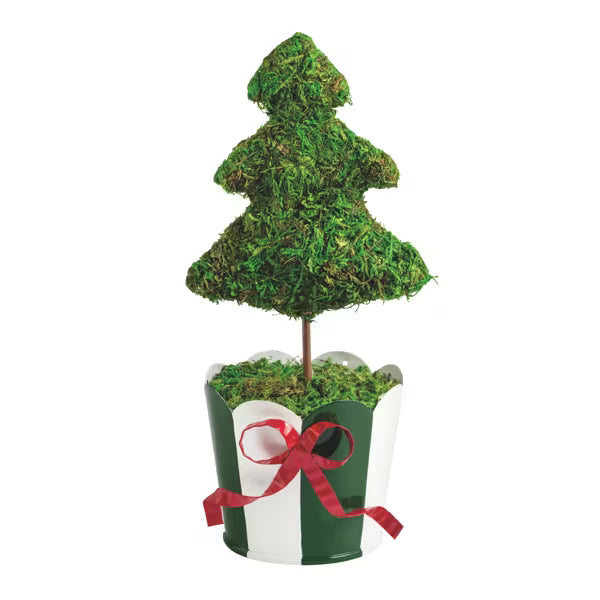 MUD PIE GREEN STRIPE CHRISTMAS TREE TOPIARY