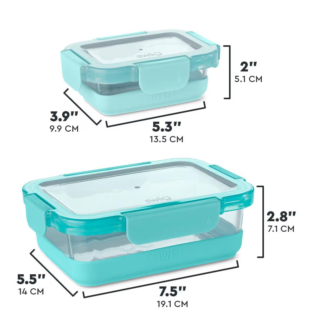 Swig Life Aqua 3pc Glass Food Storage Set (Medium)