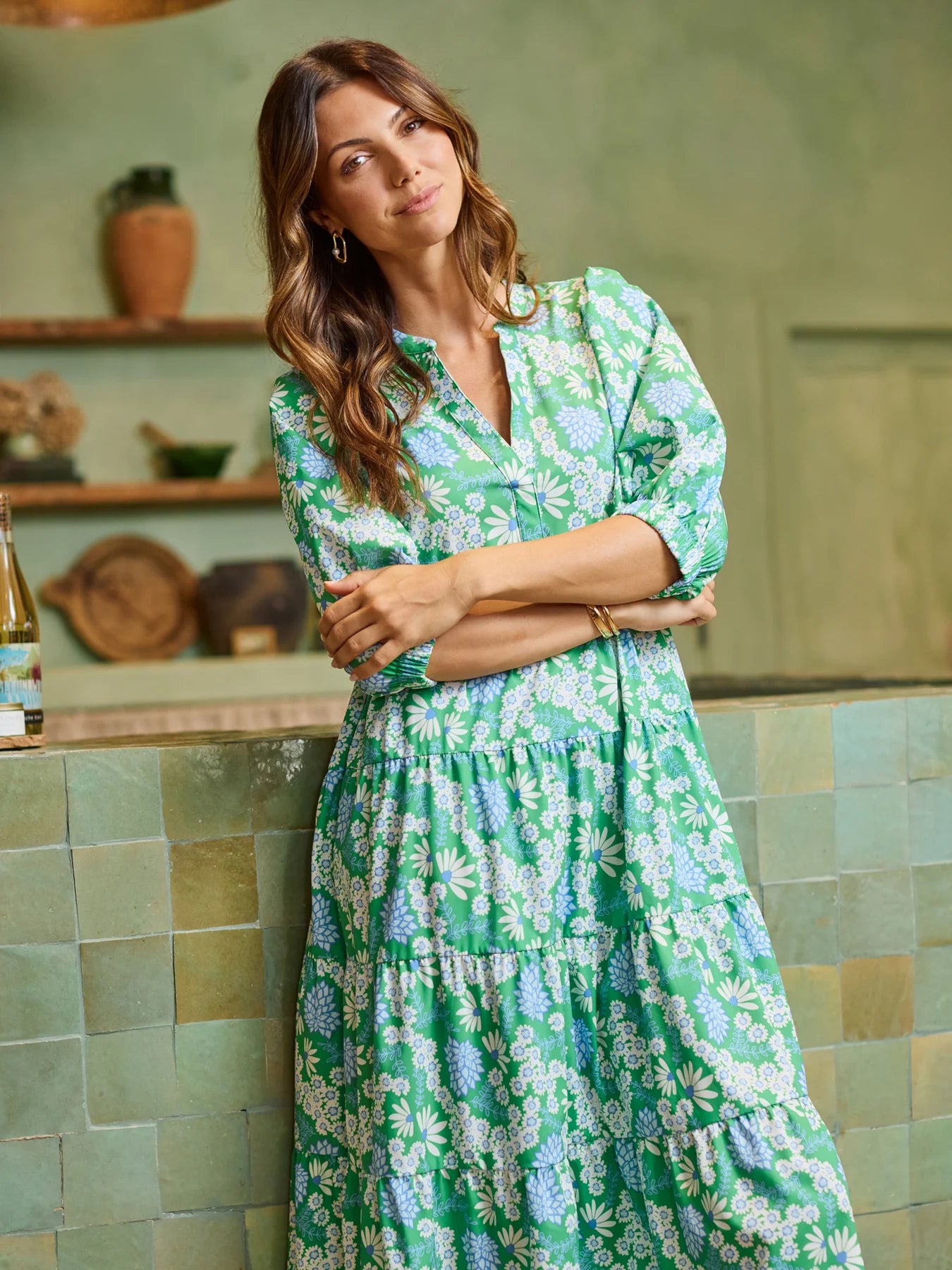 Mary Square Cameron Dress | Daisy Chain Green