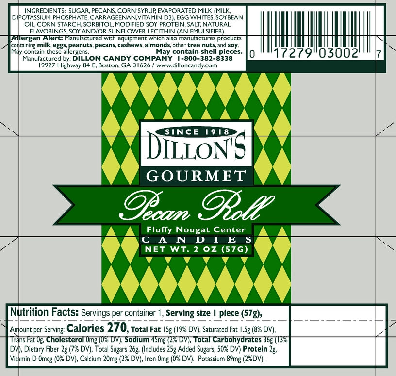 Dillon's Gourmet Pecan Log Roll, Handmade,  2 oz.