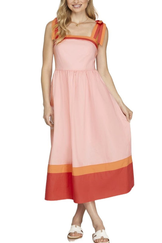 She + Sky Color Block Tube Midi Dress