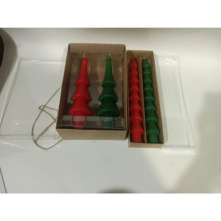 ONE HUNDRED 80 DEGREES Tree Taper Candle, Red/Green Boxed St/2