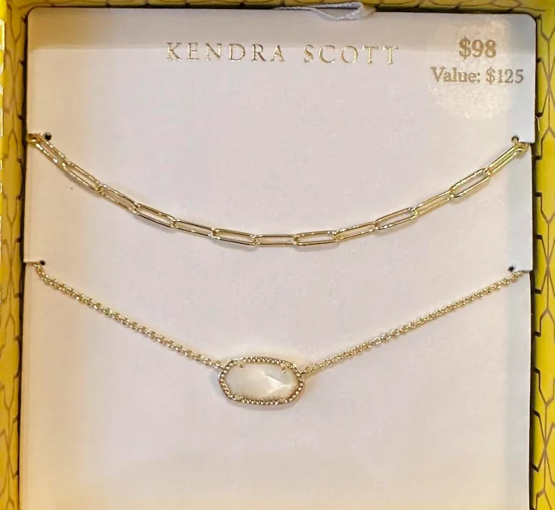 KENDRA SCOTT ELISA AND COURTNEY NECKLACE GIFT SET GOLD IVORY MOTHER OF PEARL