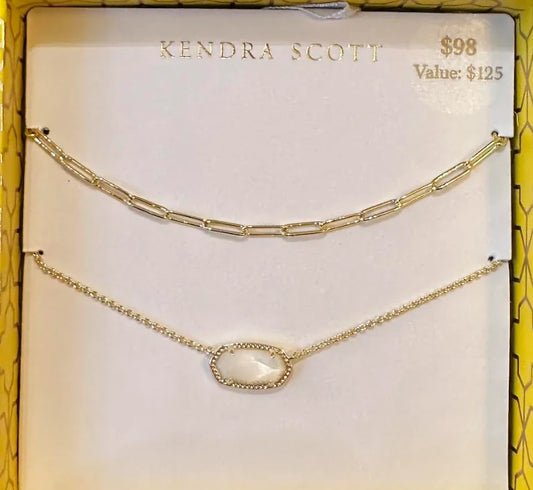 KENDRA SCOTT ELISA AND COURTNEY NECKLACE GIFT SET GOLD IVORY MOTHER OF PEARL