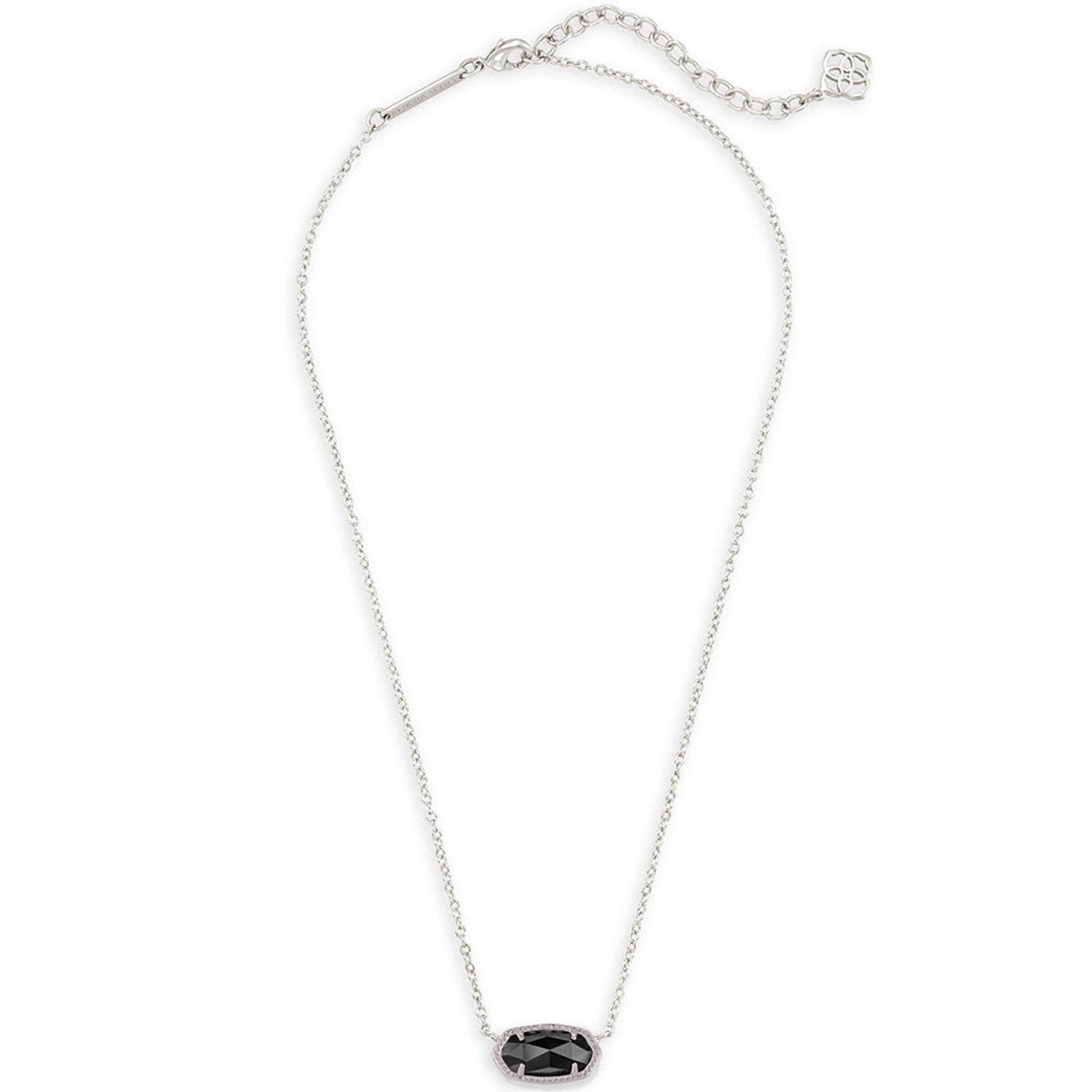 KENDRA SCOTT ELISA SHORT PENDANT NECKLACE SILVER BLACK