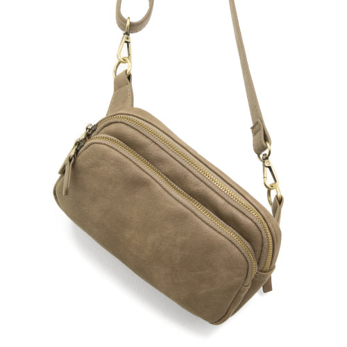 Joy Susan Dark Taupe Kylie Double Zip Sling/ Belt Bag