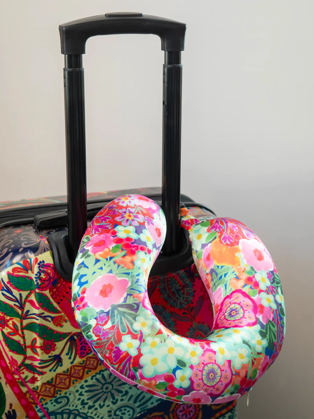 Natural Life Travel Neck Pillow-Pink Painted Garden
