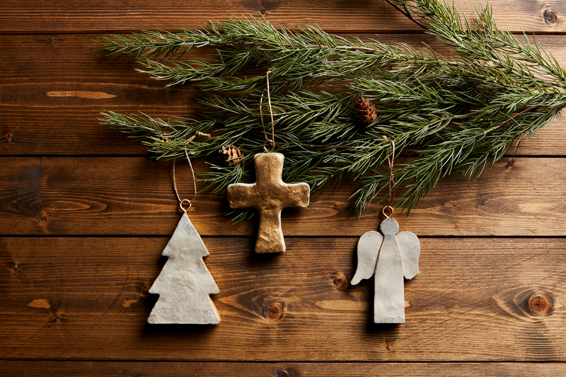 MUD PIE CROSS GOLD CONCRETE ORNAMENT