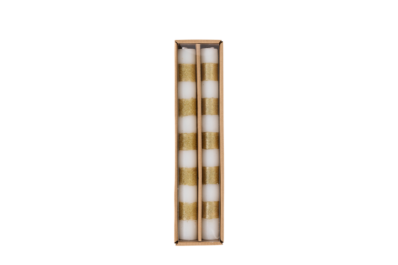 MUD PIE GOLD STRIPE TAPER CANDLE SET