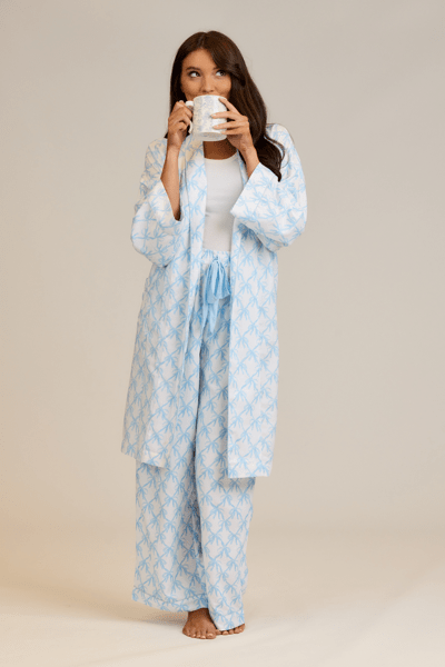 MUD PIE BLUE BOW PAJAMA PANTS