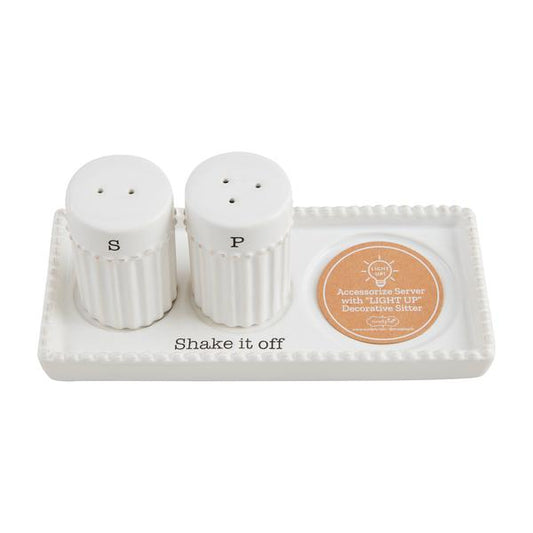 MUD PIE SALT AND PEPPER LIGHT-UP HOLDER