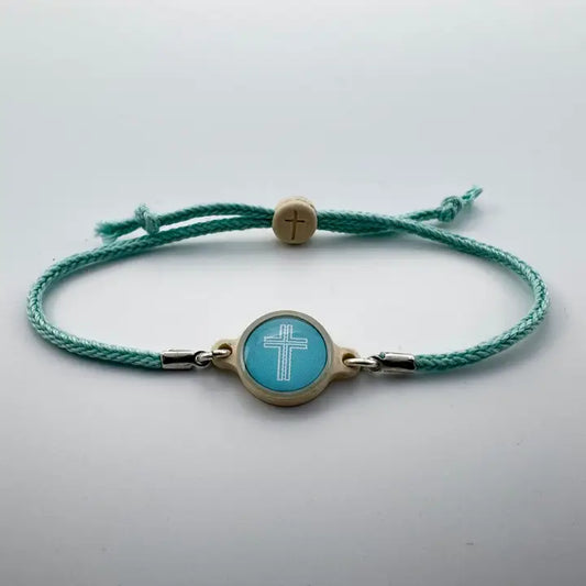 Versible Tap To Pray™ - Survivor Series Handmade Bracelets-Sea Foam + Cross