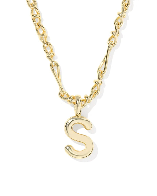 KENDRA SCOTT BUBBLE LETTER S SHORT PENDANT NECKLACE GOLD