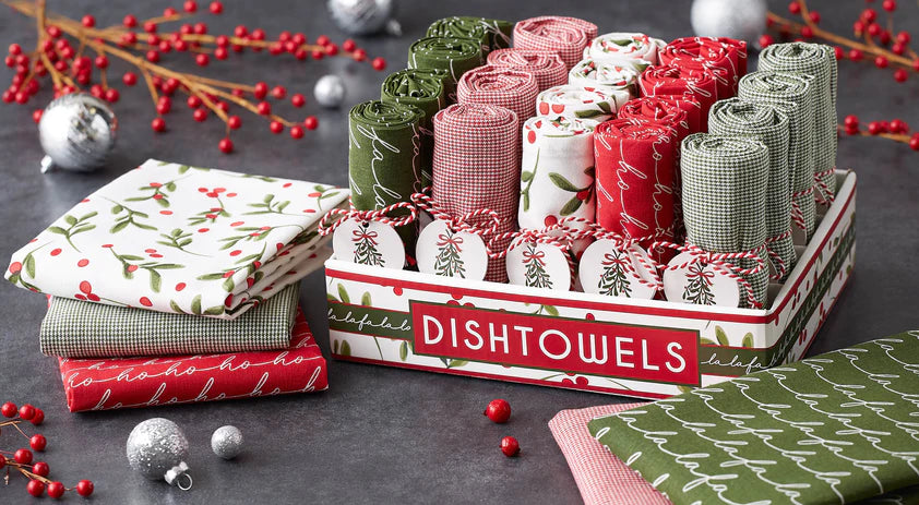 Design Imports Under The Mistletoe Christmas Dishtowels