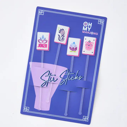 Oh My Mahjong Tile Acrylic Cocktail Stir Sticks