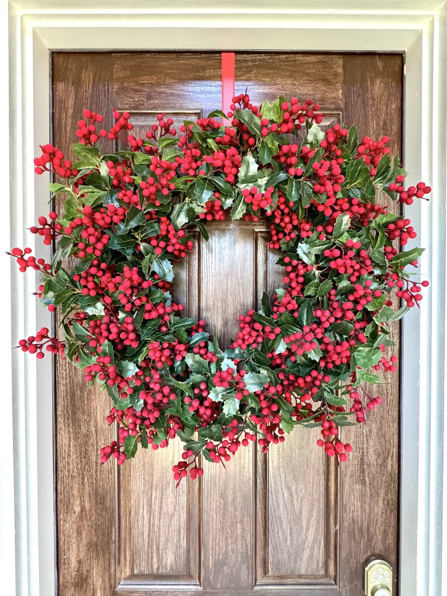 The Round Top Collection 24" Holly & Red Berry Wreath