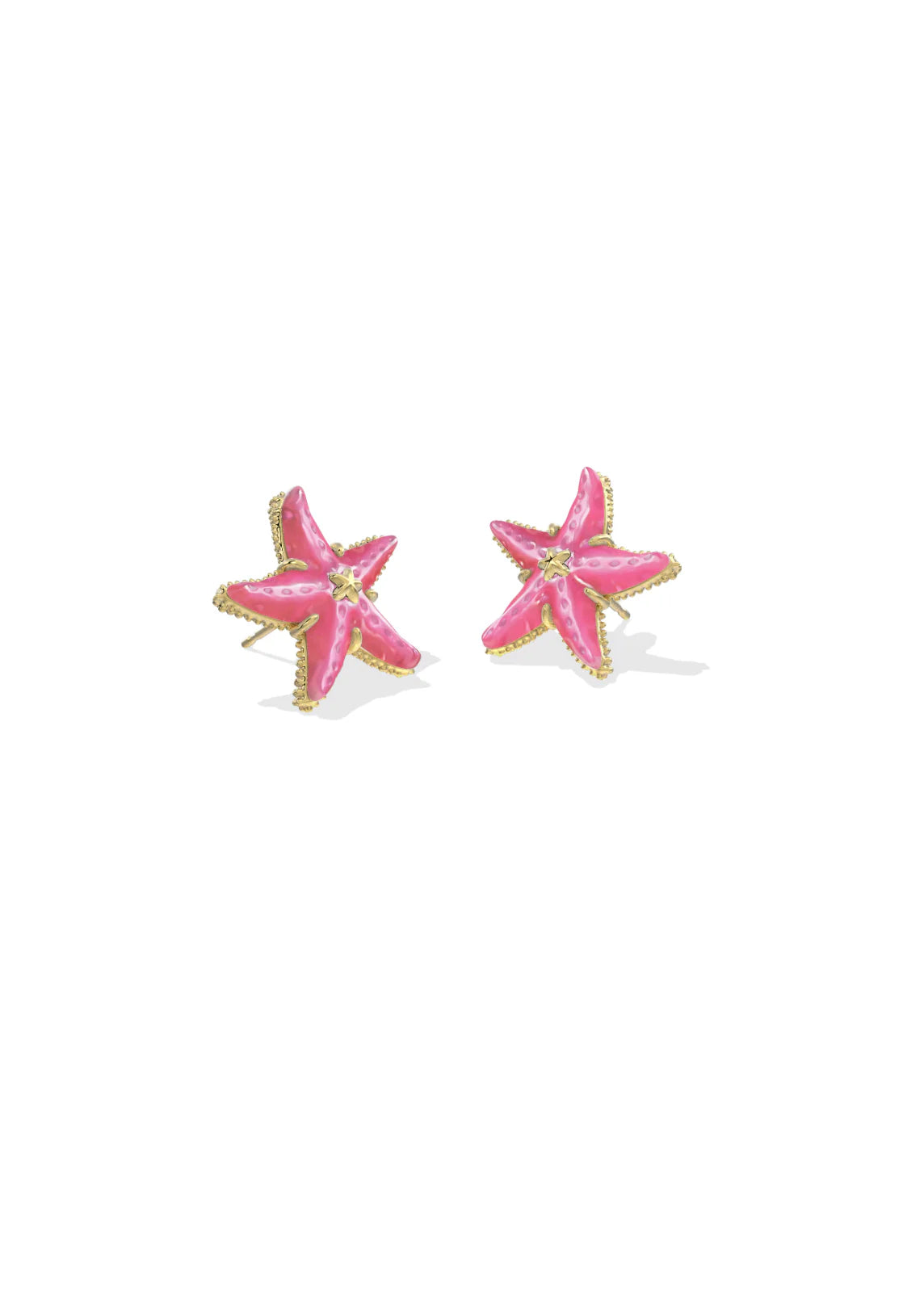KENDRA SCOTT PARKER STARFISH STUD EARRINGS GOLD BRIGHT PINK MOTHER OF PEARL