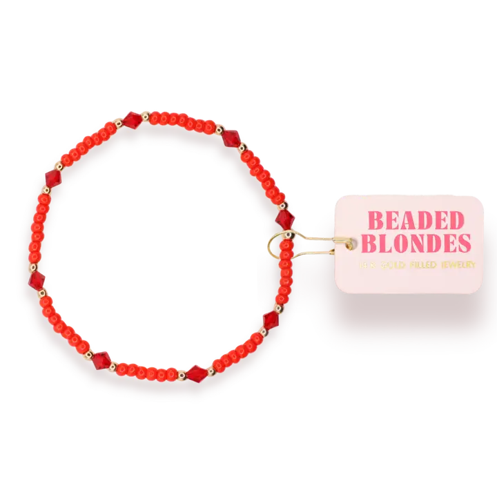 Beaded Blondes Eleanor Bracelet in Bright Red