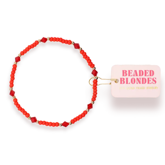 Beaded Blondes Eleanor Bracelet in Bright Red