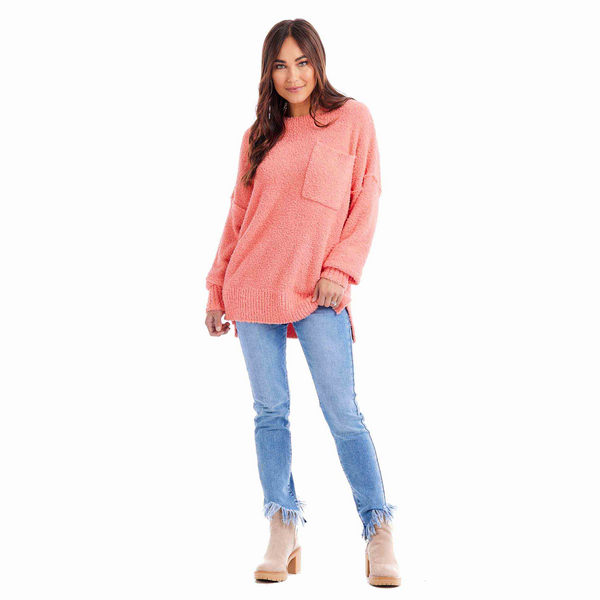 MUD PIE Rome Chenille Sweater-CORAL