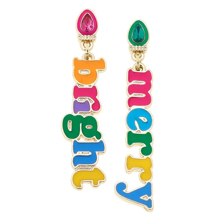 Canvas Style Merry & Bright Enamel Earrings in Multi